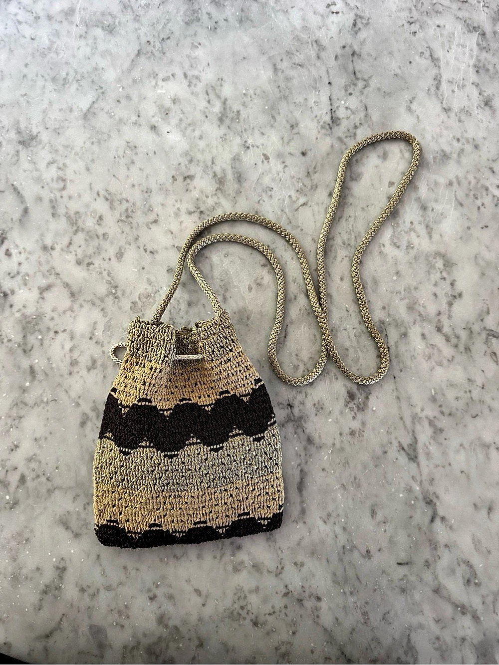 Crocheted Mini Drawstring Bag